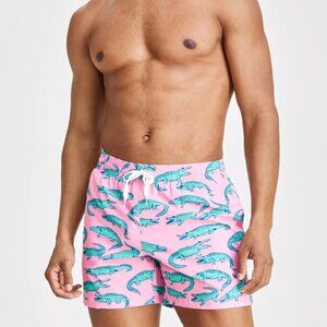 Chubbies Pink Swim Shorts with Alligator Design